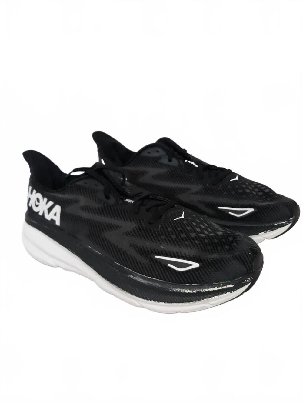 Hoka One One Clifton 9 Black White 1127895-BWHT Mens 12.5D